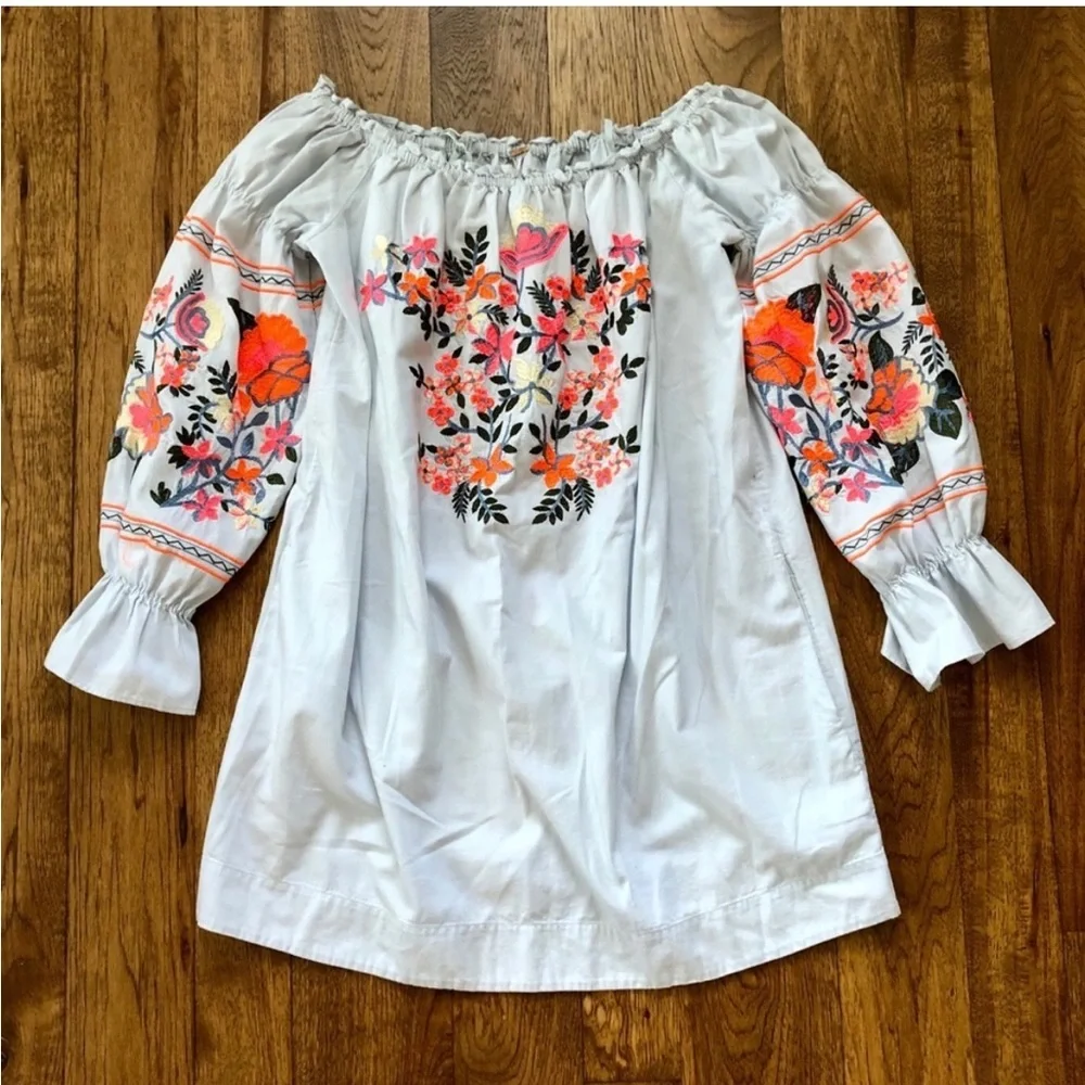 Free people fleur du jour embroidered dress sz xs - Picture 5 of 11